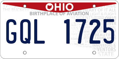 OH license plate GQL1725