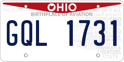 OH license plate GQL1731