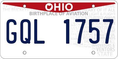OH license plate GQL1757