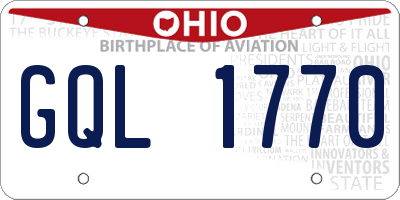 OH license plate GQL1770