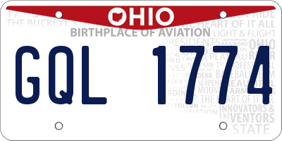 OH license plate GQL1774