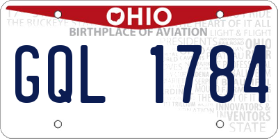 OH license plate GQL1784