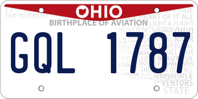 OH license plate GQL1787
