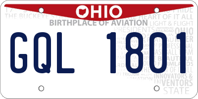 OH license plate GQL1801
