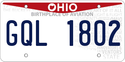 OH license plate GQL1802
