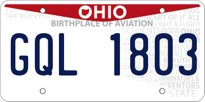 OH license plate GQL1803