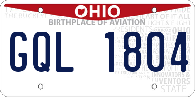 OH license plate GQL1804