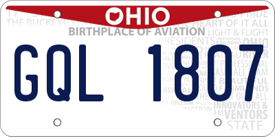 OH license plate GQL1807