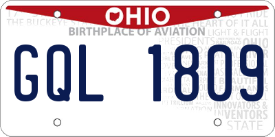 OH license plate GQL1809