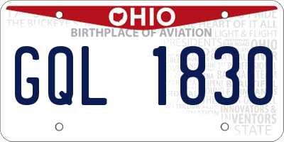 OH license plate GQL1830