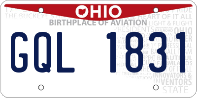OH license plate GQL1831