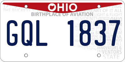 OH license plate GQL1837