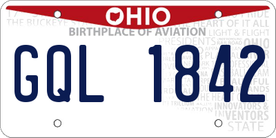 OH license plate GQL1842