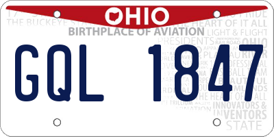 OH license plate GQL1847