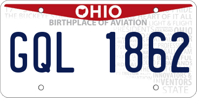 OH license plate GQL1862