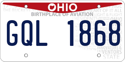 OH license plate GQL1868