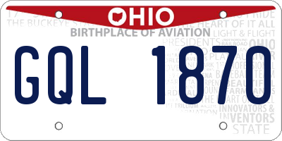 OH license plate GQL1870