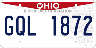 OH license plate GQL1872