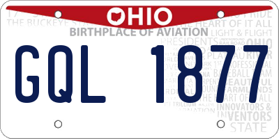 OH license plate GQL1877
