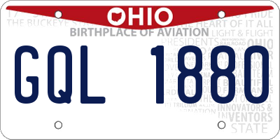 OH license plate GQL1880
