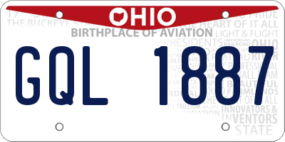 OH license plate GQL1887