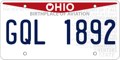 OH license plate GQL1892
