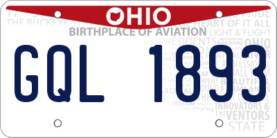 OH license plate GQL1893