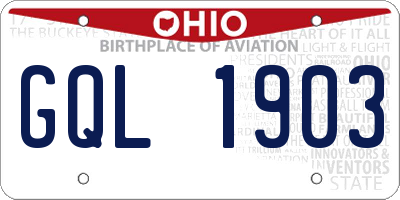 OH license plate GQL1903
