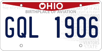 OH license plate GQL1906