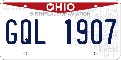 OH license plate GQL1907