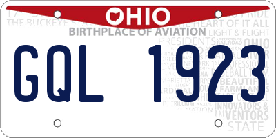 OH license plate GQL1923
