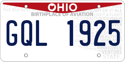 OH license plate GQL1925