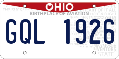 OH license plate GQL1926