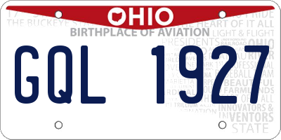 OH license plate GQL1927