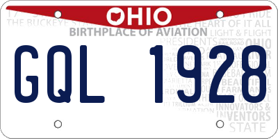 OH license plate GQL1928