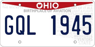 OH license plate GQL1945