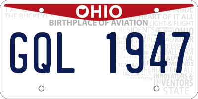 OH license plate GQL1947