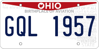 OH license plate GQL1957