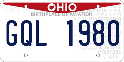 OH license plate GQL1980