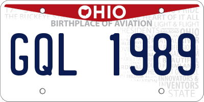 OH license plate GQL1989