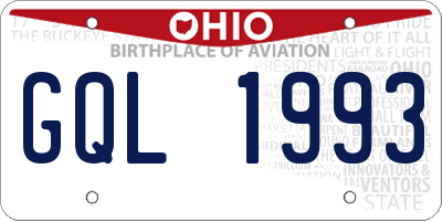 OH license plate GQL1993