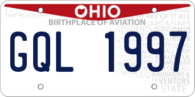 OH license plate GQL1997