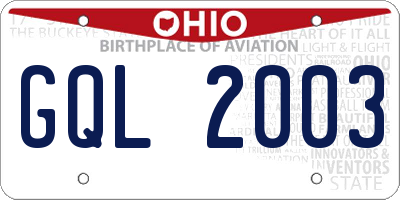 OH license plate GQL2003
