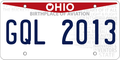 OH license plate GQL2013