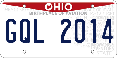 OH license plate GQL2014
