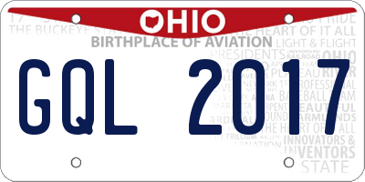 OH license plate GQL2017