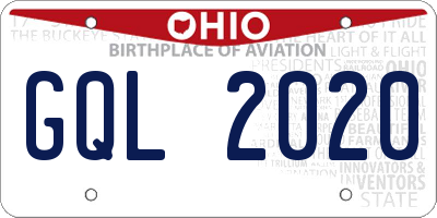 OH license plate GQL2020