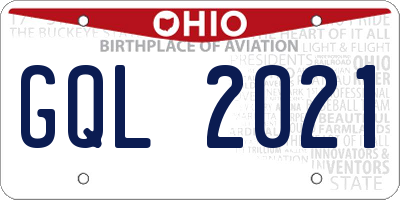 OH license plate GQL2021