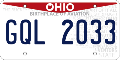 OH license plate GQL2033