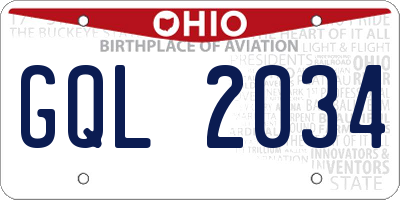 OH license plate GQL2034